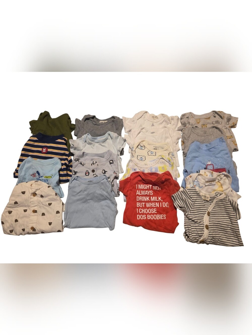 18 Piece Lot Of 3-6 Month Old Bany Onsies